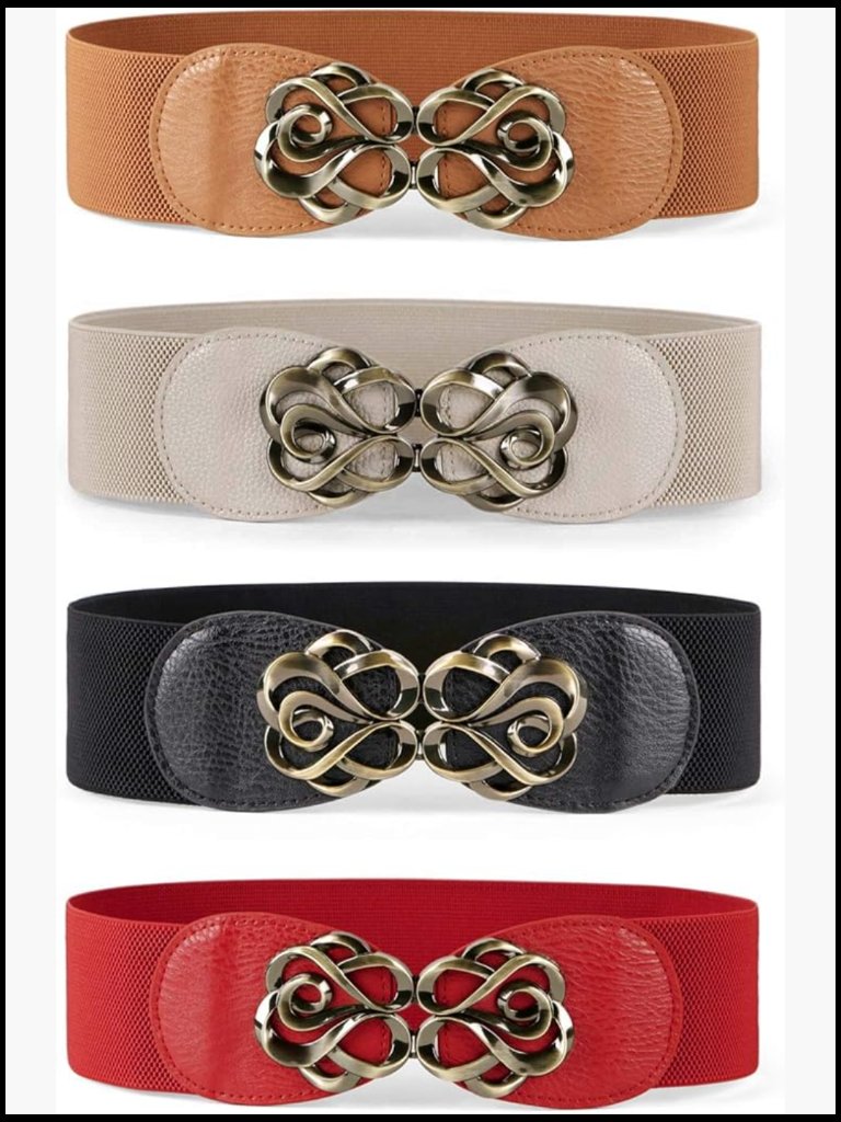 Stretchy Elastic Waist Belts 4 Pack Vintage Style 2.36" Wide